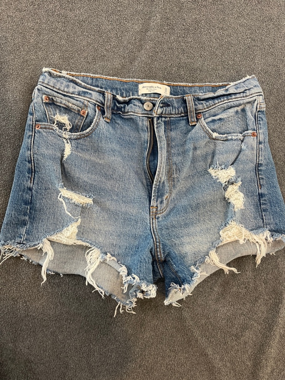 Abercrombie & Fitch Faded Blue Distressed Denim Cutoff Shorts